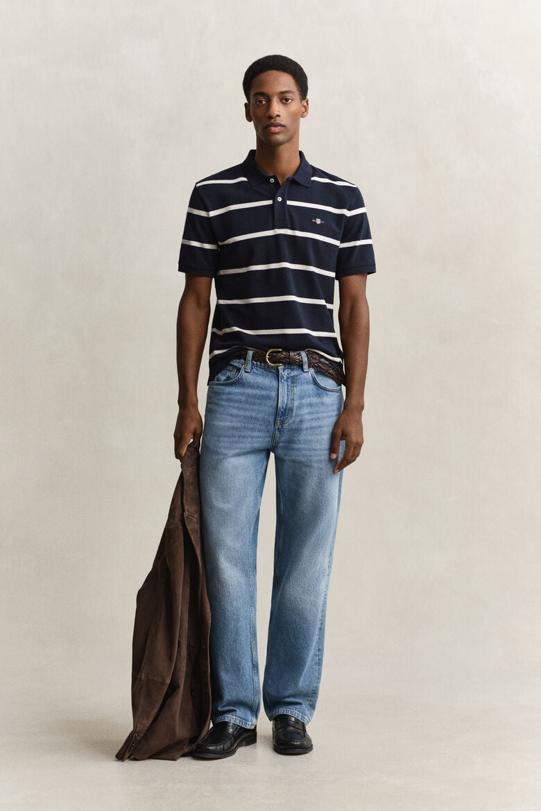 GANT STRIPED SS POLO OCS EVENING BLUE