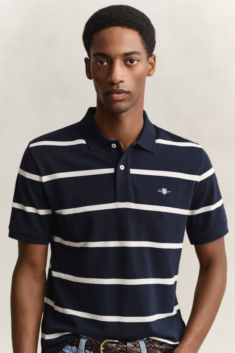 GANT STRIPED SS POLO OCS EVENING BLUE
