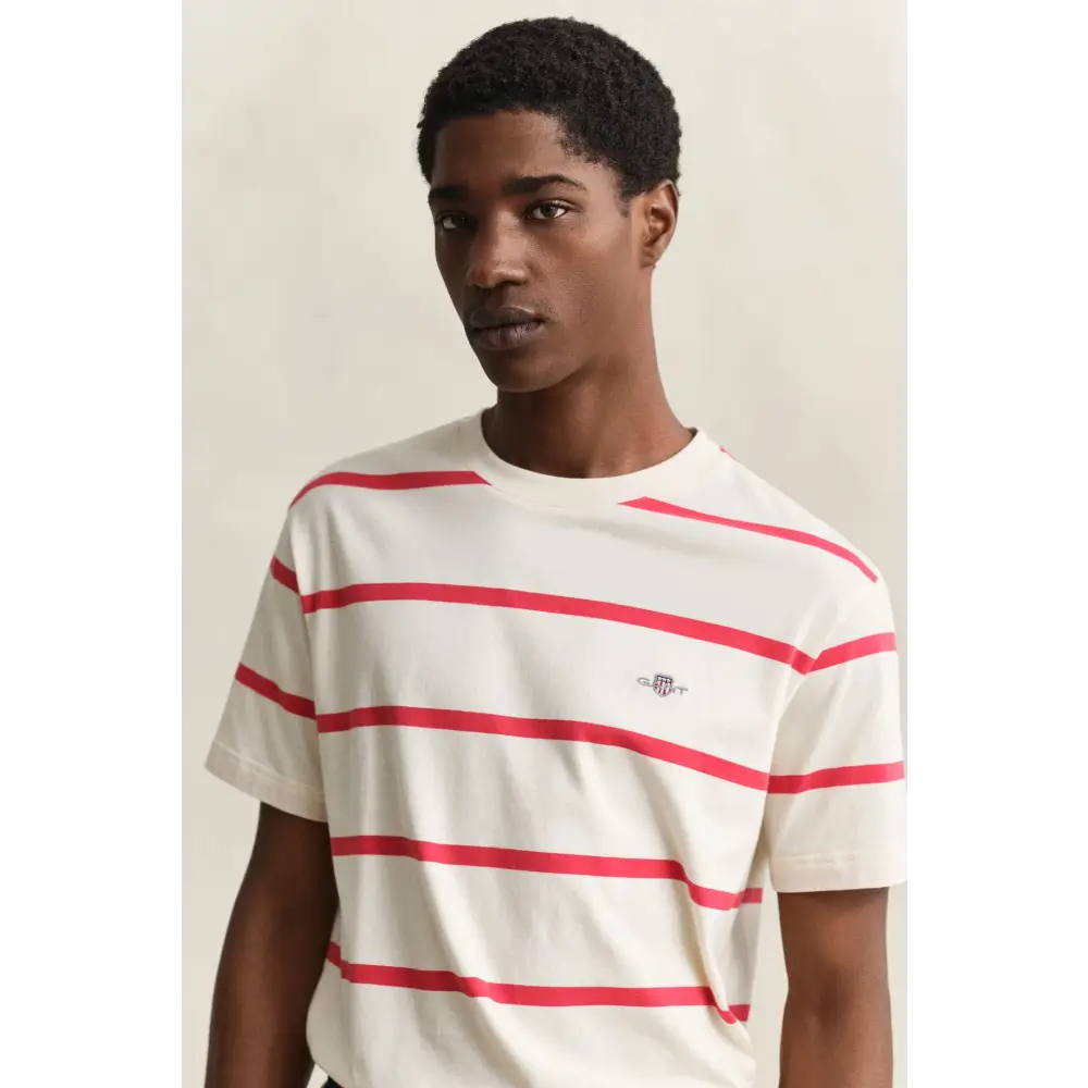GANT STRIPED SS TSHIRT GOTS CREAMED WHITE