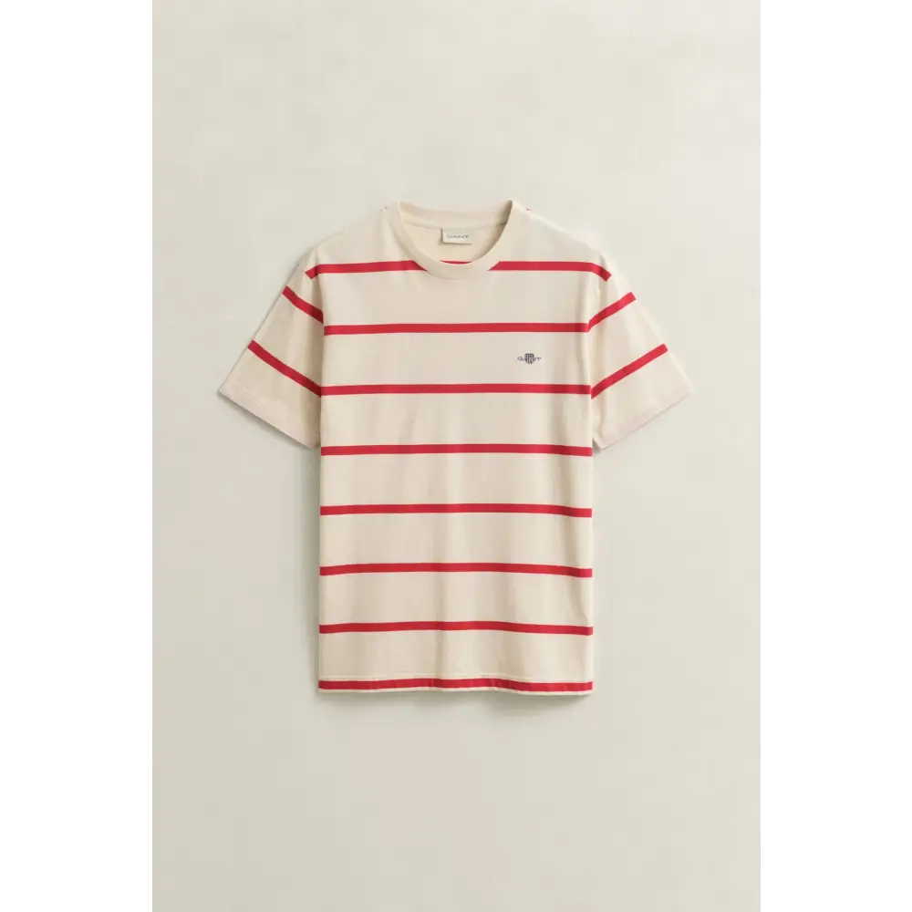 GANT STRIPED SS TSHIRT GOTS CREAMED WHITE