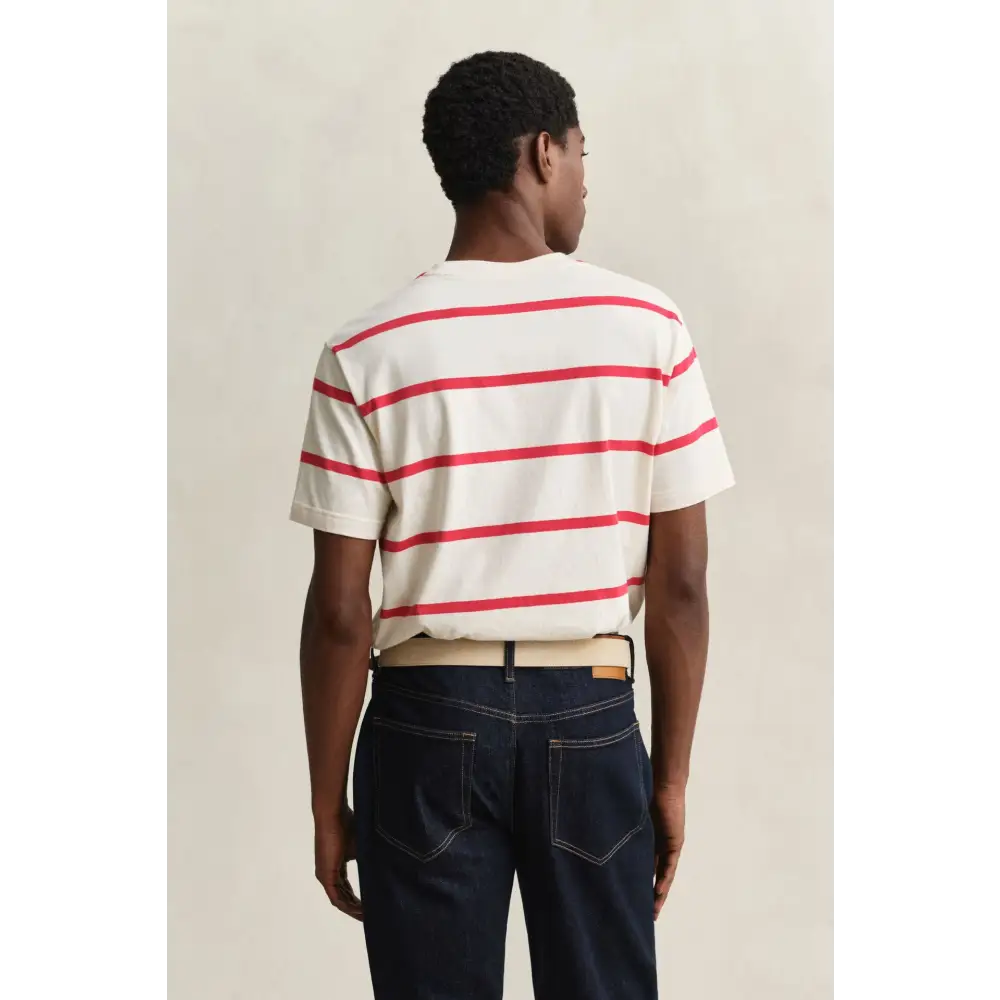 GANT STRIPED SS TSHIRT GOTS CREAMED WHITE