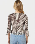 GUESS 3_4 SL SERAFINA MESH TOP WILD ESCAPE PRINT