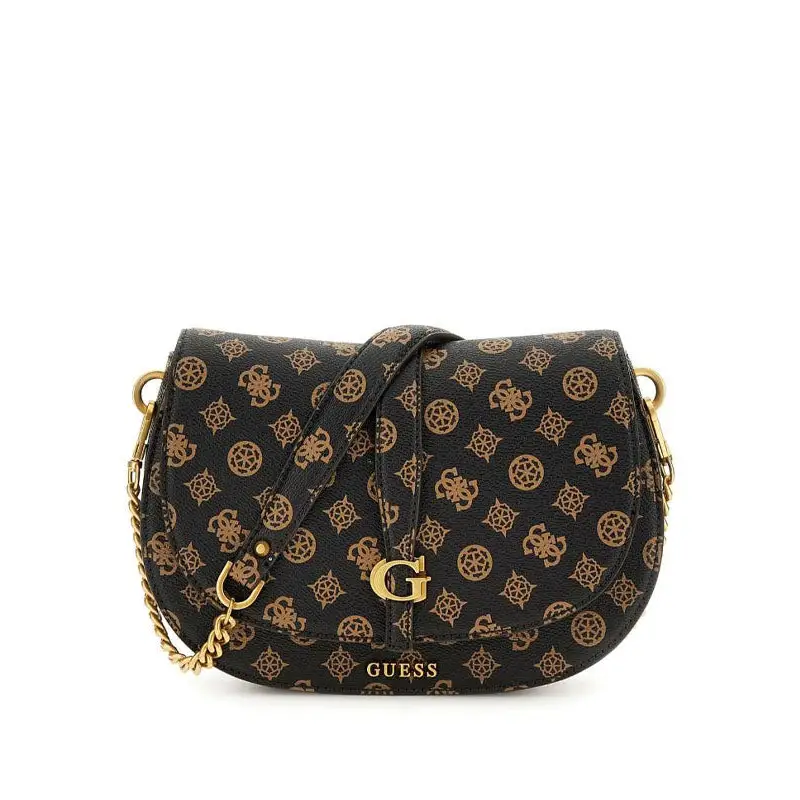 GUESS BOLSO DE HOMBRO KUBA MARRON - TALLA ÚNICA