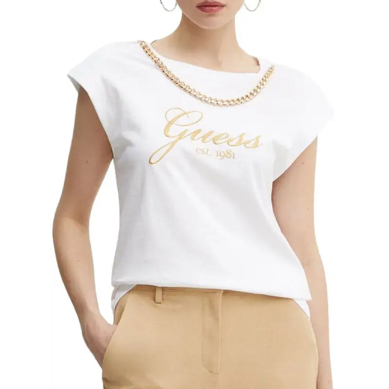 GUESS CAMISETA GUESS CRYSTAL LOGO BLANCO