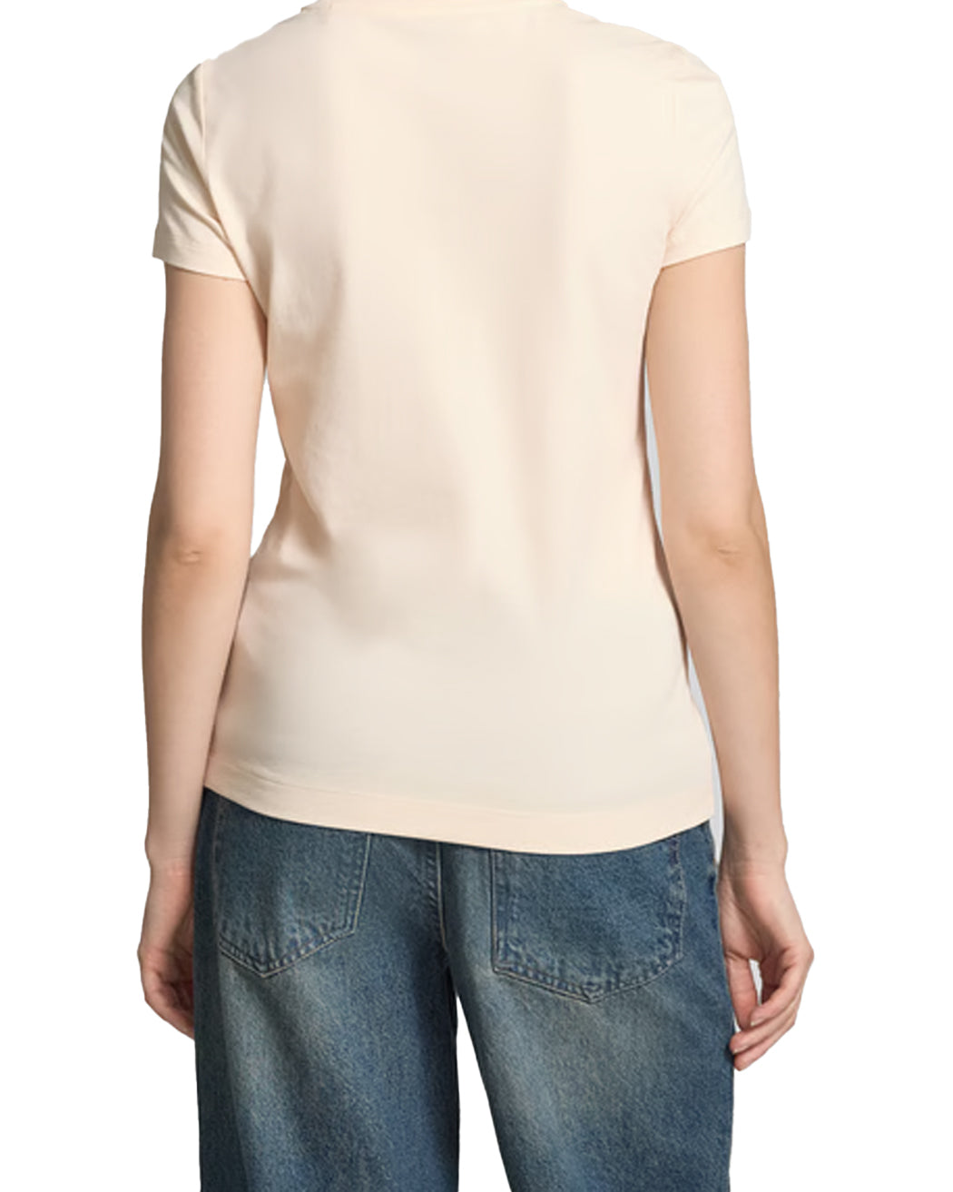 GUESS CN SS LOGO LACE TEE COSMIC VANILLA