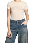 GUESS CN SS LOGO LACE TEE COSMIC VANILLA