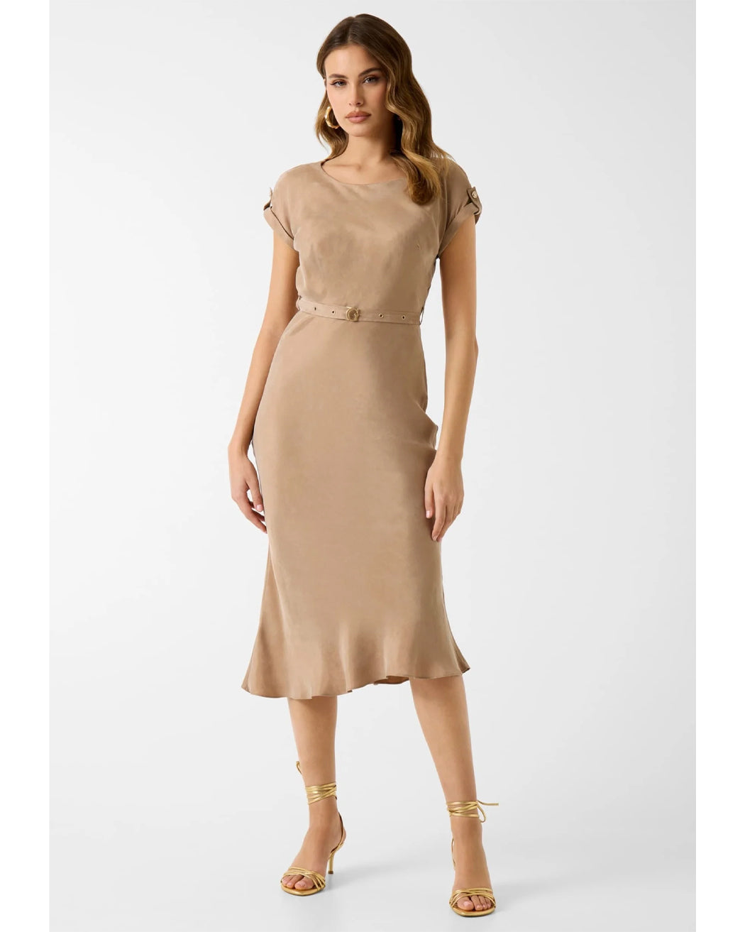 GUESS DALIA BELTED DRESS WET SAND