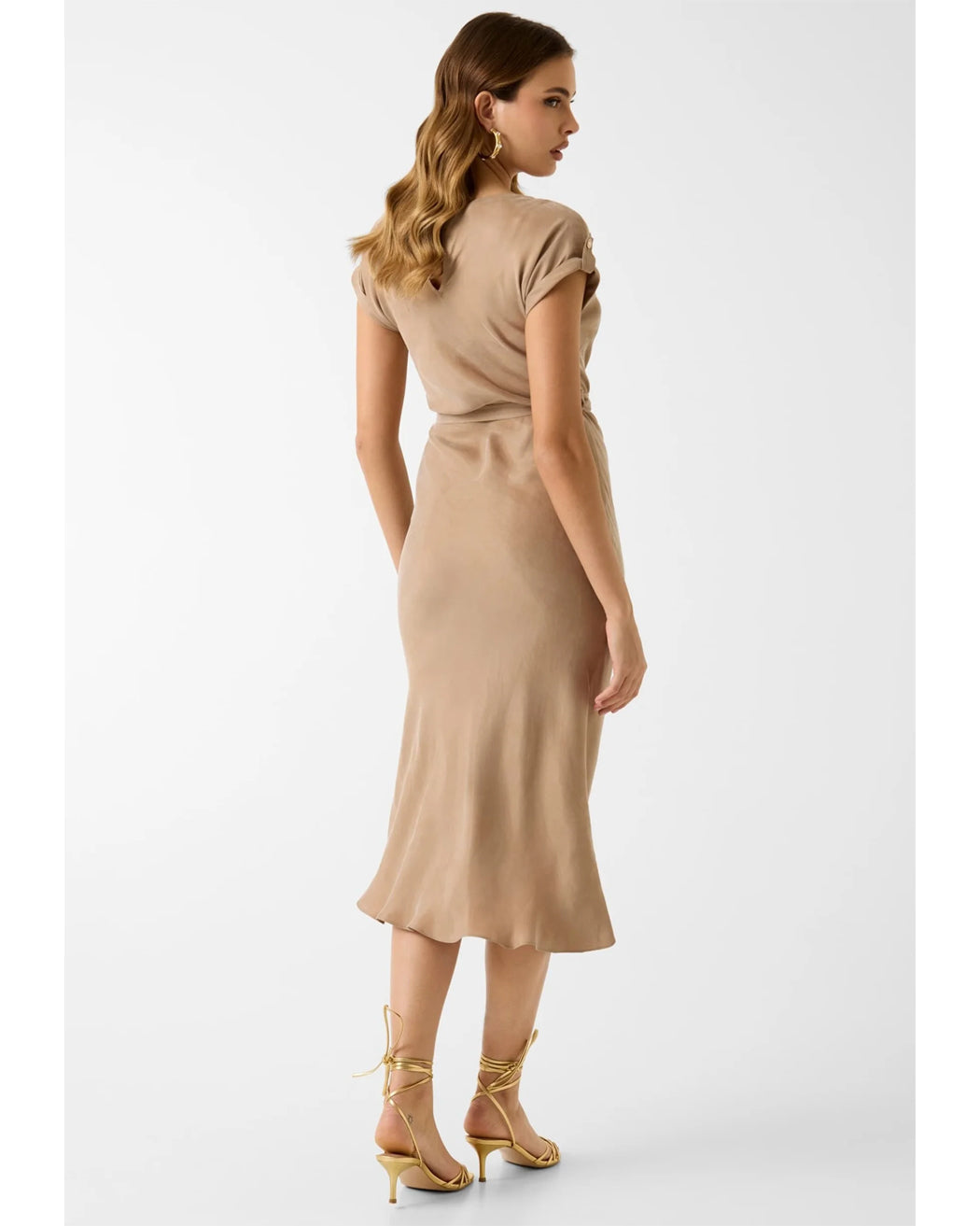 GUESS DALIA BELTED DRESS WET SAND