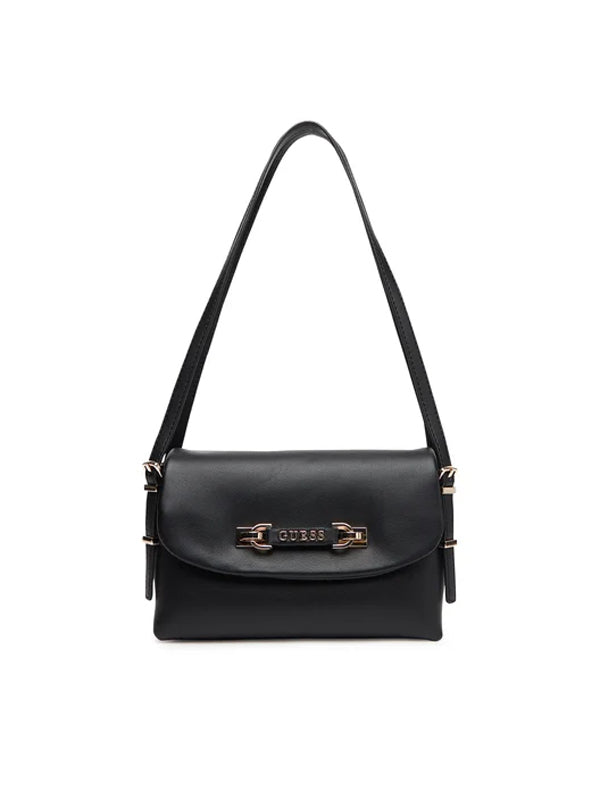 GUESS LEFIA FLAP SHOULDER BAG BLACK - BOLSO DE HOMBRO / NEGRO / 1 - textil