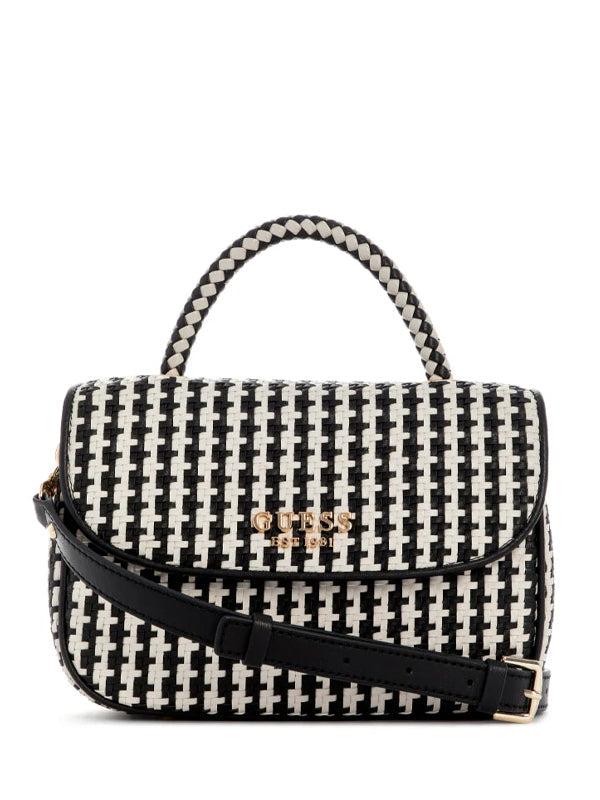 GUESS MIREMA TOP HANDLE FLAP BLACK MULTI - TOP / NEGRO / 1 - ROPA