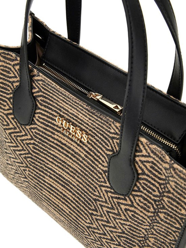 GUESS N SILVANA 2 COMP TOTE NATURAL BLACK - BOLSO TOTE / 1 - BOLSOS