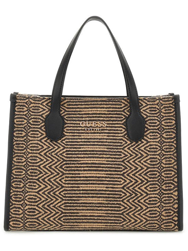 GUESS N SILVANA 2 COMP TOTE NATURAL BLACK