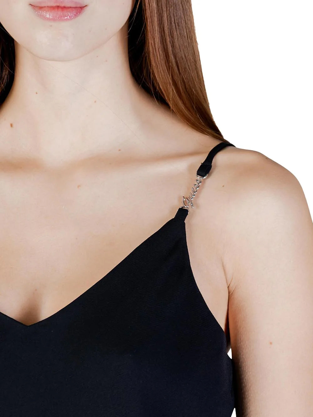GUESS NEW SL CAROLINE LOGO TANK JET BLACK A996