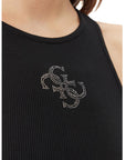 GUESS NEW SL ROUND NK GUENDALINA TOP JET BLACK A99