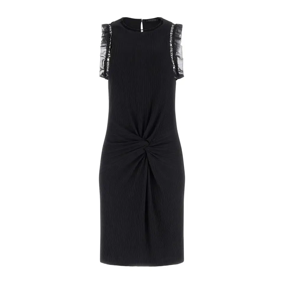 GUESS OLGA FRILL DRESS JET BLACK