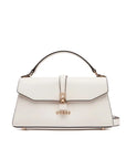 GUESS QUEENSLAND TOP HANDLE FLAP WHITE TAUPE