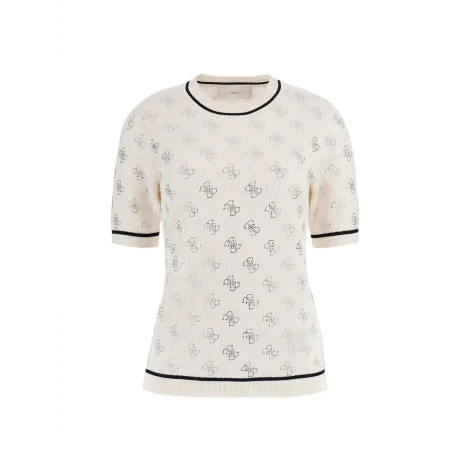 GUESS ROSIE 4G RN SS SWEATER CREAM WHITE