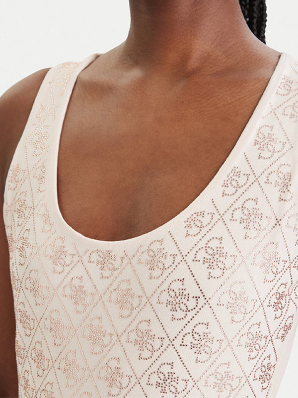 GUESS SL 4G ALLOVER TANK TOP COSMIC VANILLA - ROPA