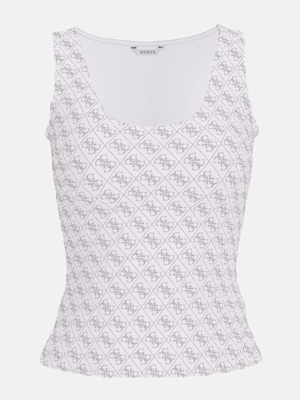 GUESS SL 4G ALLOVER TANK TOP PURE WHITE
