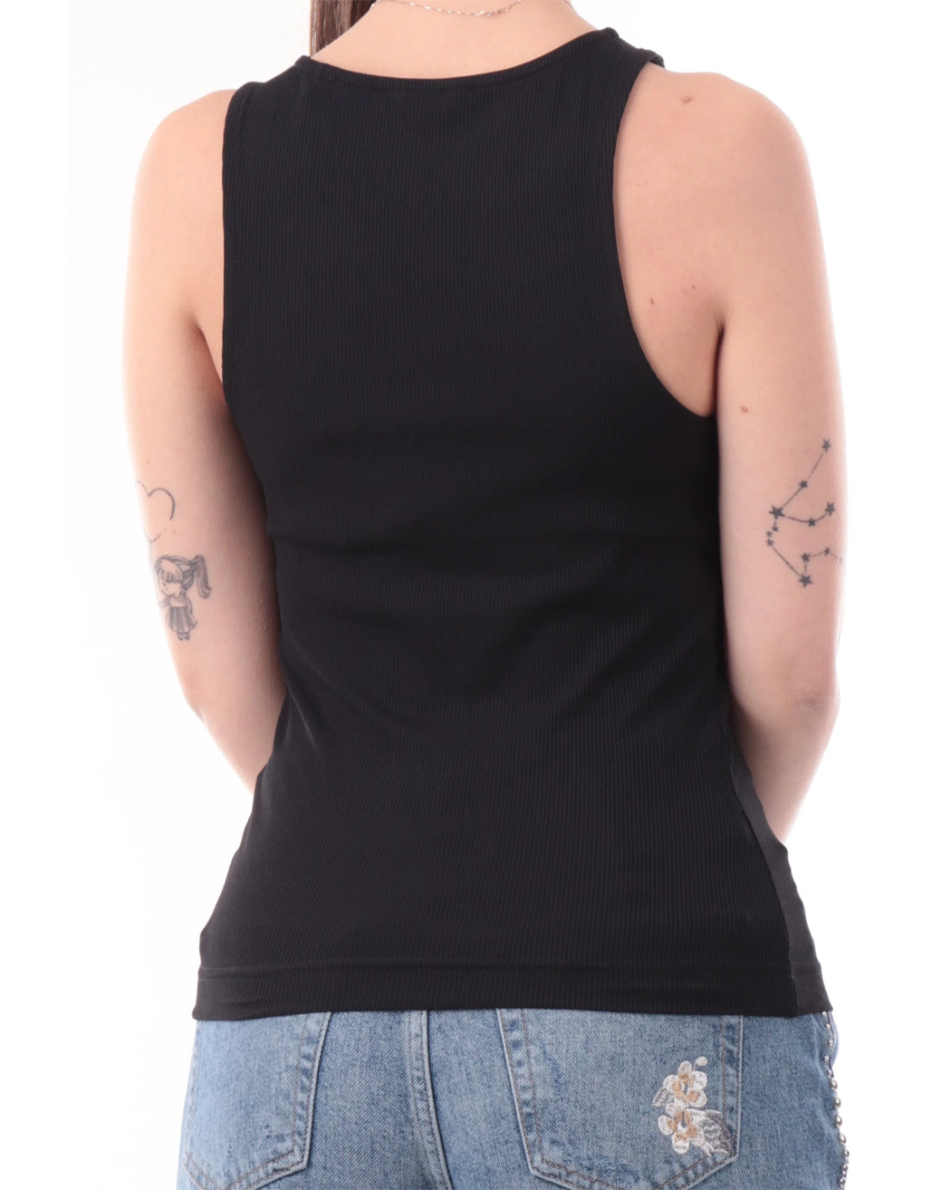 GUESS SL ROUND NK GUENDALINA TOP JET BLACK A996