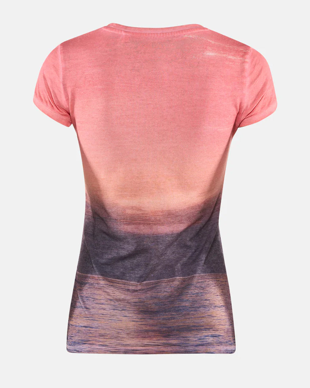 GUESS SS BEACH SUNSET R3 SUB TEE PEACH CORAL MULTI