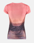GUESS SS BEACH SUNSET R3 SUB TEE PEACH CORAL MULTI