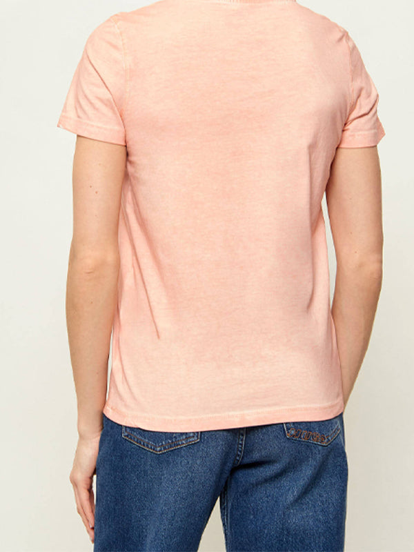 GUESS SS CN MINI STRASS TRIANGLE TEE COSMIC VANILLA COLD - ROPA