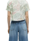 GUESS SS CN GUESS SCRIPT CROP TEE CHOCO JUNGLE PRINT S