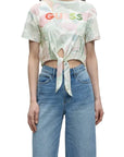 GUESS SS CN GUESS SCRIPT CROP TEE CHOCO JUNGLE PRINT S