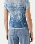 GUESS SS FLOWER DENIM R5 SUB TEE AERIAL BLUE MULTI