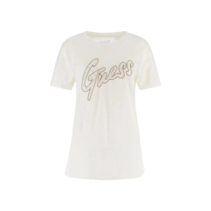 GUESS SS LACE LOGO EASY TEE CREAM WHITE