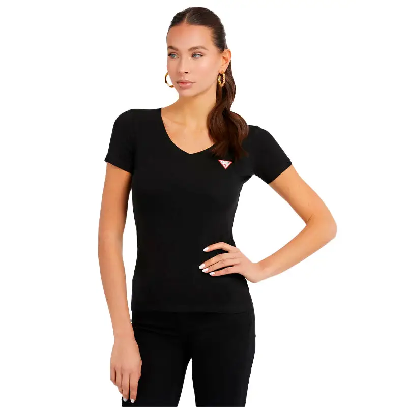 GUESS SS VN MINI TRIANGLE TEE PURE JET BLACK