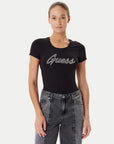 GUESS SS LOGO HOT FIX TEE JET BLACK A996