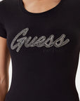 GUESS SS LOGO HOT FIX TEE JET BLACK A996
