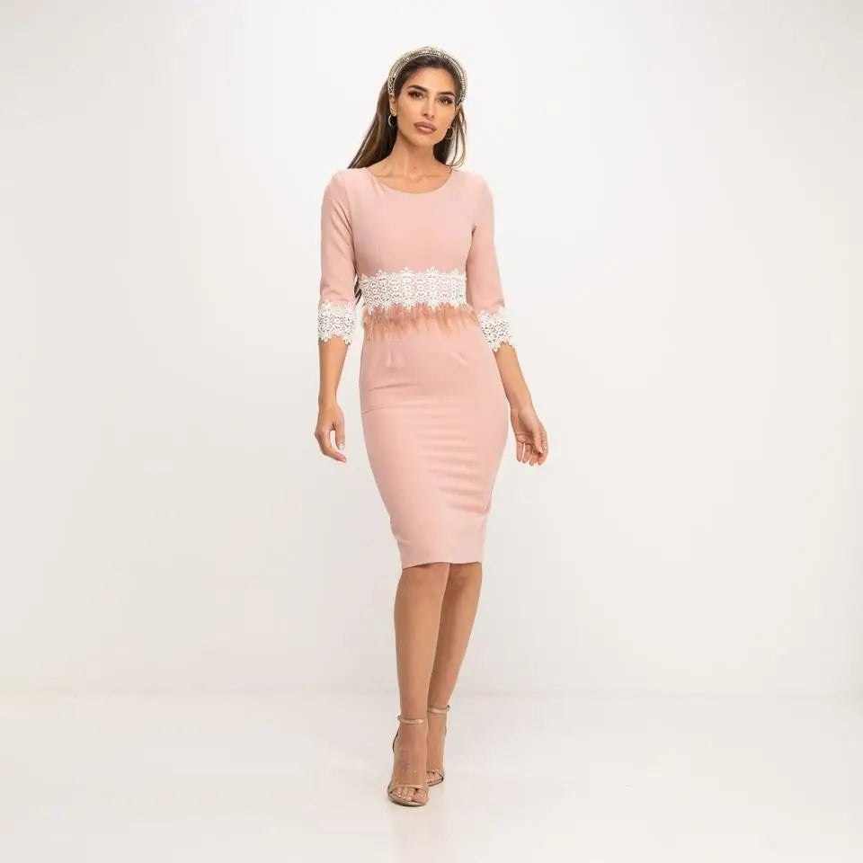 KALHUA VESTIDO BASICO PLUMAS ENCAJE - TALLA ÚNICA
