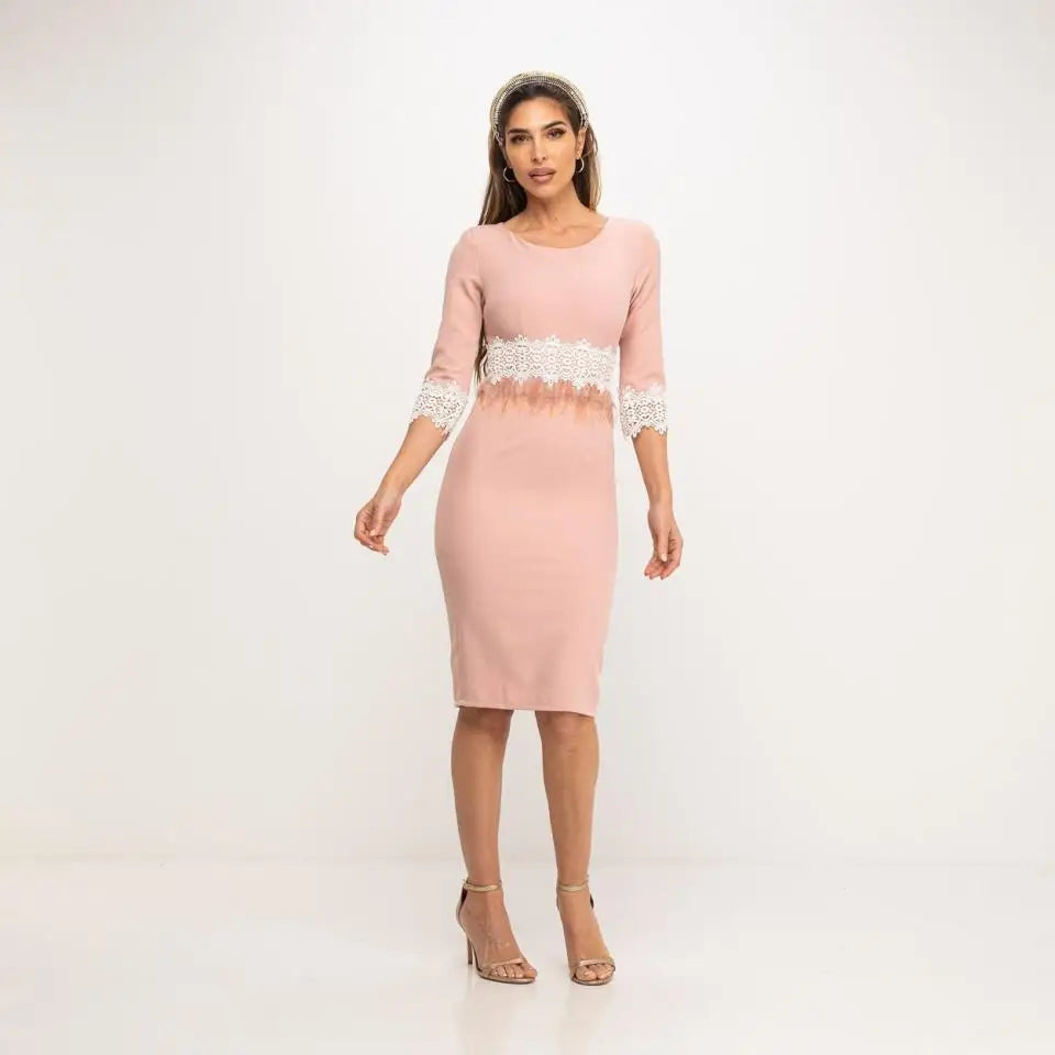 KALHUA VESTIDO BASICO PLUMAS ENCAJE - TALLA ÚNICA
