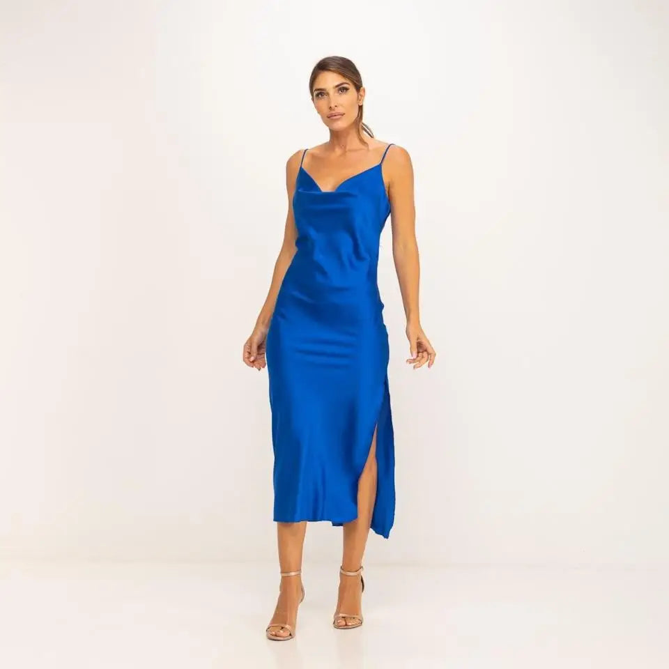 KALHUA VESTIDO LENCERO AZUL - TALLA ÚNICA