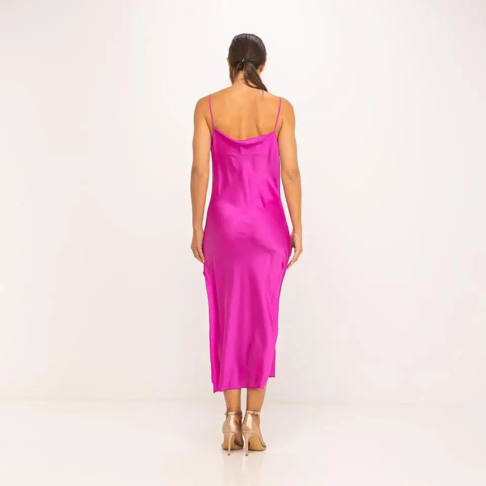 KALHUA VESTIDO LENCERO FUCSIA - TALLA ÚNICA