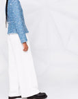 KARL LAGERFELD BOUCLE JACKET W/FRINGES BLUE MIX