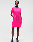 KARL LAGERFELD CADY DRESS W/ DRAWCORD WAIST FUCSIA