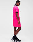 KARL LAGERFELD CADY DRESS W/ DRAWCORD WAIST FUCSIA