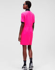 KARL LAGERFELD CADY DRESS W/ DRAWCORD WAIST FUCSIA