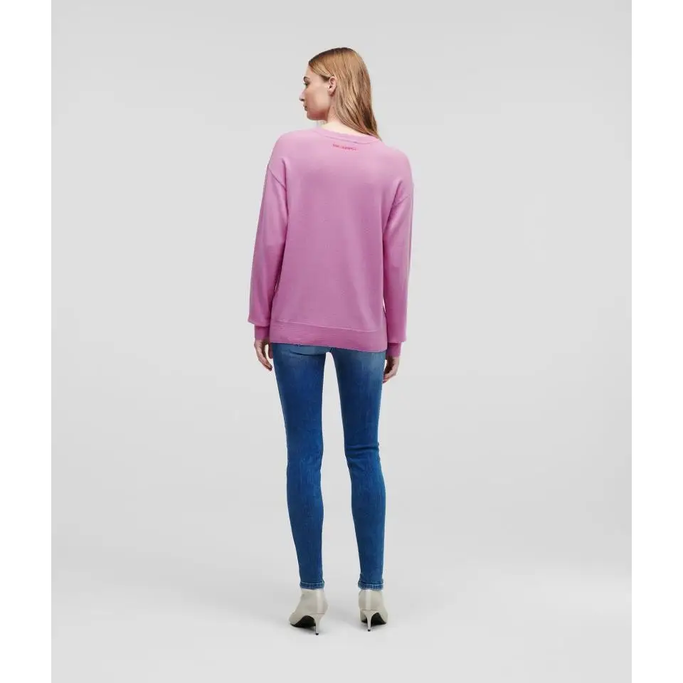 KARL LAGERFELD IKONIK 2.0 CREW NECK SWEATER PINK