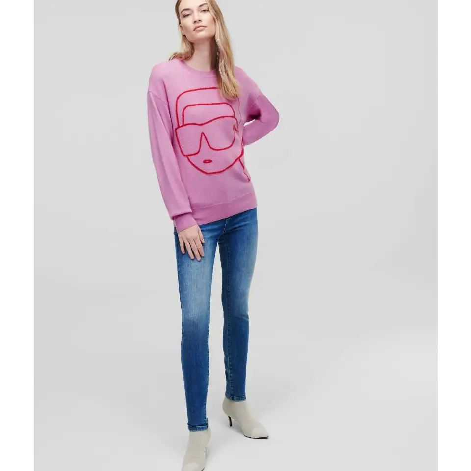 KARL LAGERFELD IKONIK 2.0 CREW NECK SWEATER PINK
