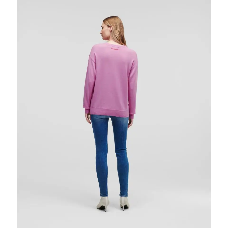 KARL LAGERFELD IKONIK 2.0 CREW NECK SWEATER PINK