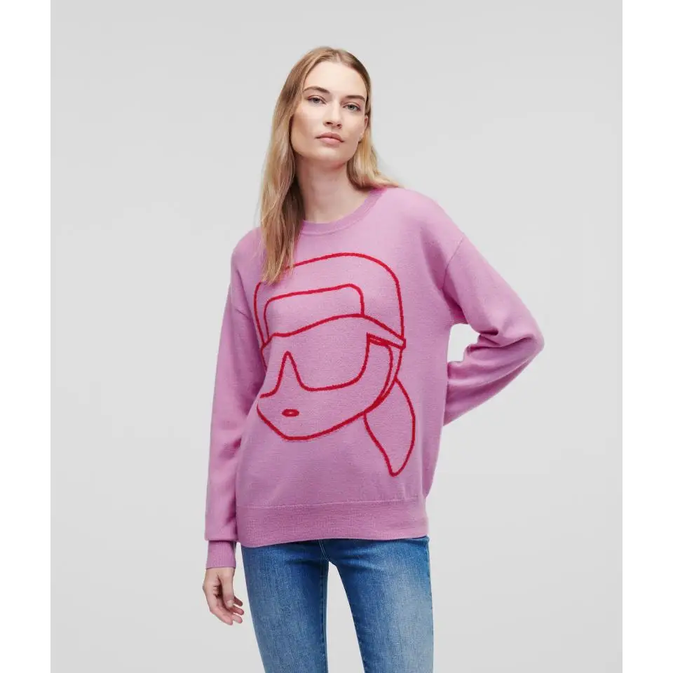 KARL LAGERFELD IKONIK 2.0 CREW NECK SWEATER PINK