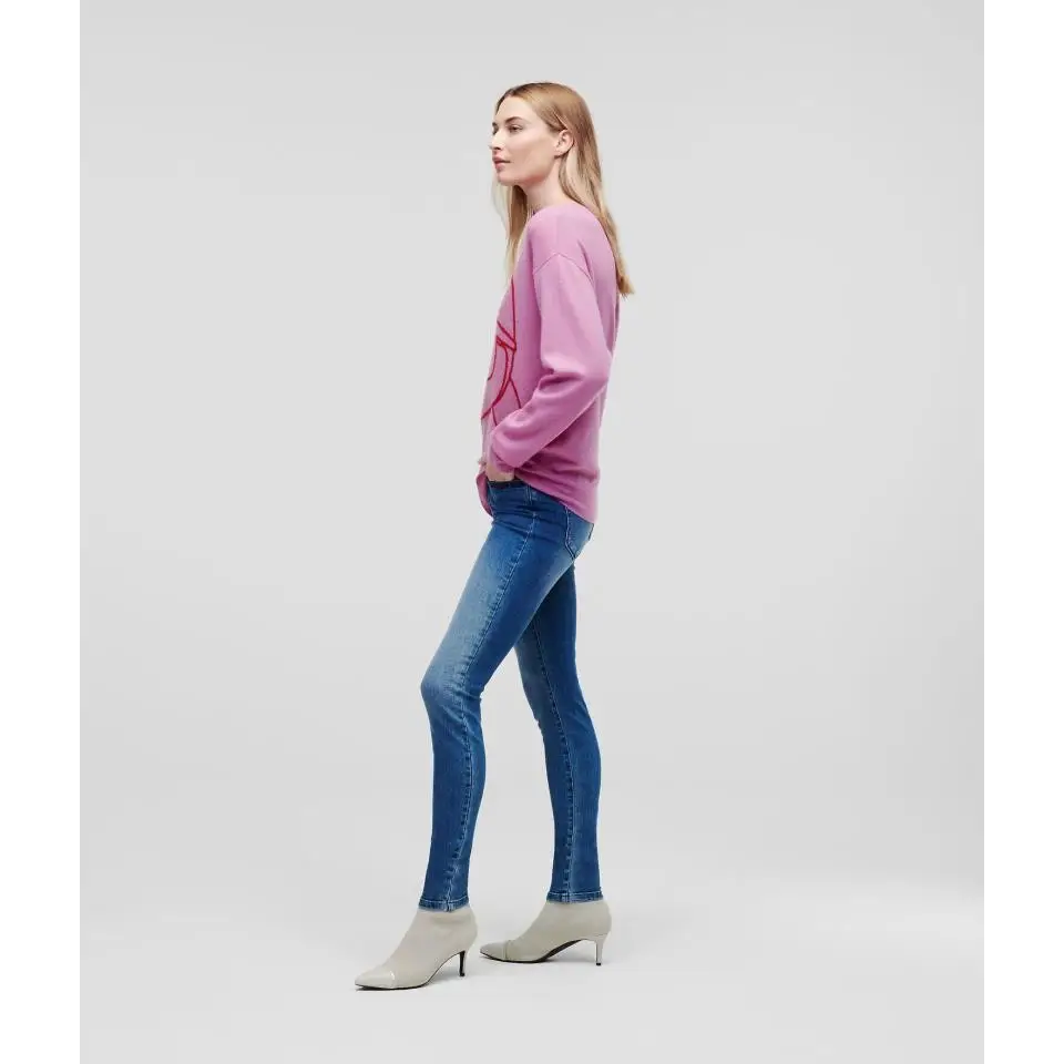 KARL LAGERFELD IKONIK 2.0 CREW NECK SWEATER PINK