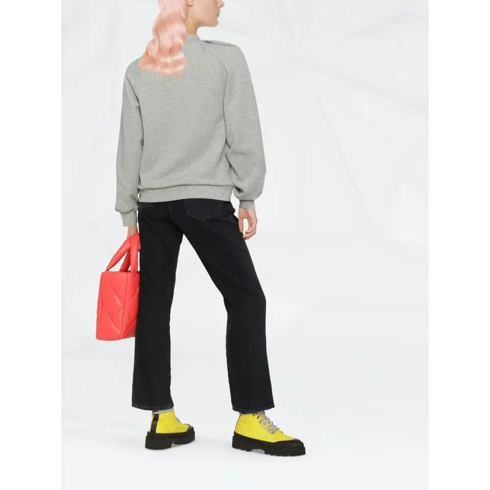 KARL LAGERFELD JERSEY TOP V-NECK GREY MELANGE