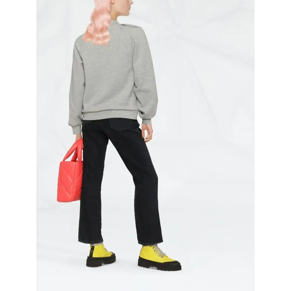 KARL LAGERFELD JERSEY TOP V-NECK GREY MELANGE