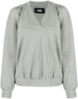 KARL LAGERFELD JERSEY TOP V-NECK GREY MELANGE